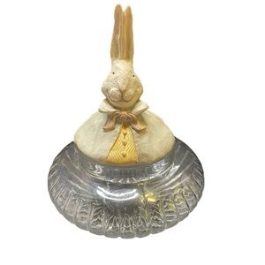 Vintage Clear Glass Bunny Rabbit Candy Dish